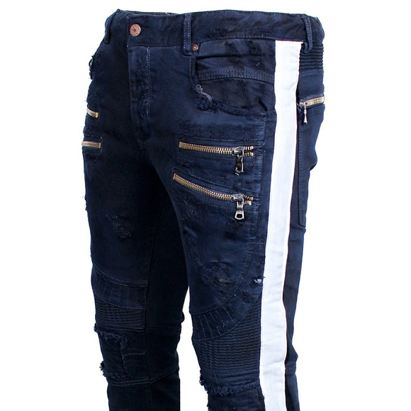 navy biker jeans